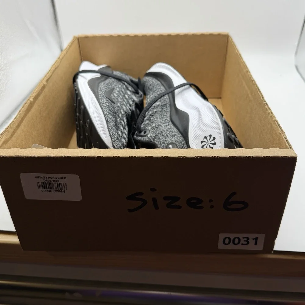 Womens Size 6 Nike ReactX Infinity Run 4 Black White Running Shoes‎ DR2670 003